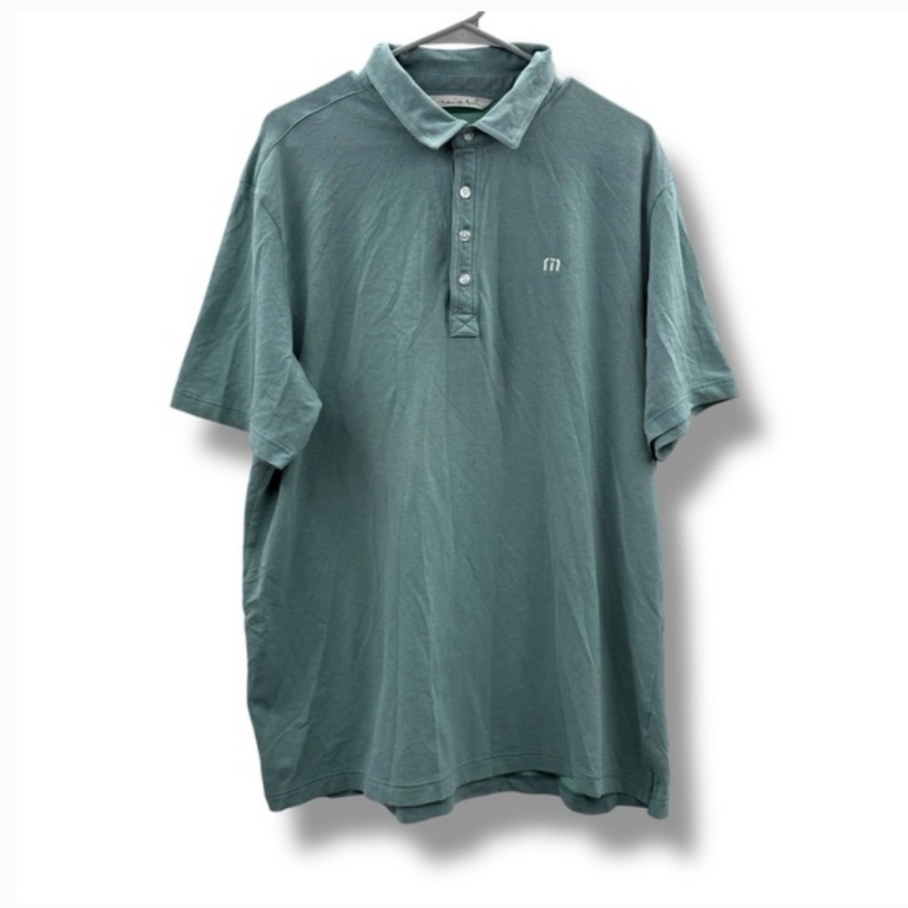 Travis Matthew Blue Short Sleeve Polo 5-Button Placket Shirt Sz XL
